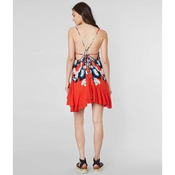 Free People Sweet Lucy Dress In Red Buckle Open Back Size L - Picture 2 of 11